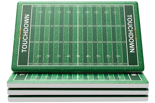 Football Field Ceramic Coasters with Holder. Absorbent Coaster for Drinks, Coaster Set, Table Coaster. Gift for Men Decorations, Party Favors - color: Football