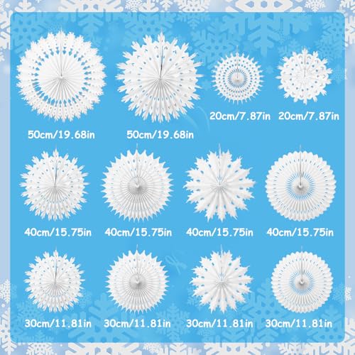 NOVWANG Snowflakes Hanging Decorations, 12Pcs White Paper Fans - style: Snowflake