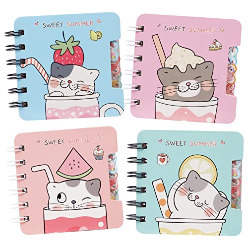 Mini Notebooks for Kids,Kawaii Small Cat Notebook Notepad for Little Girls - color: Summer Cat
