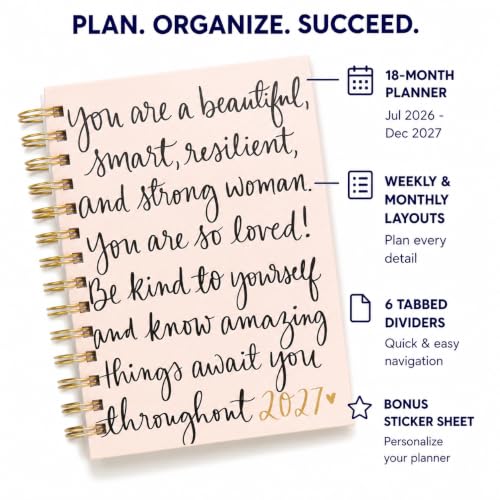 WORLD TRAVELER Academic Planner School Organizer Jul 2026-Dec 2027, 7"x9" - color: Pink