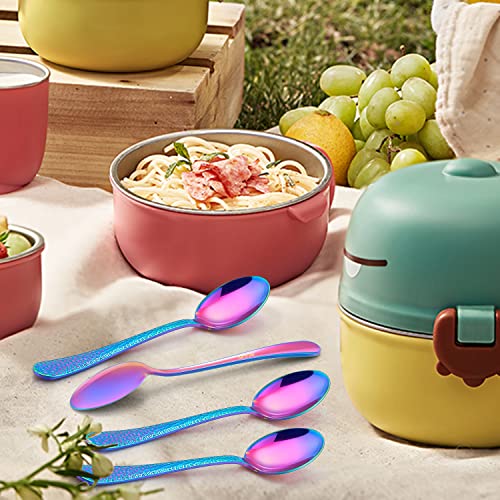 LIANYU 9 Pieces Rainbow Stainless Steel Spoon for Kids, Cute Toddler Spoons - color: Rainbow