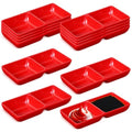 Gejoy 12 Pcs Dual Dipping Sauce Bowls Soy Sauce Dish Bowls, Red - color: Red