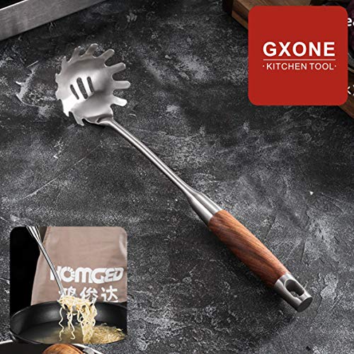 Spaghetti Spoon,304 Stainless Steel Pasta Spoon,Wooden Handle,14.2Inch - style: Pasta Spoon-wood handle