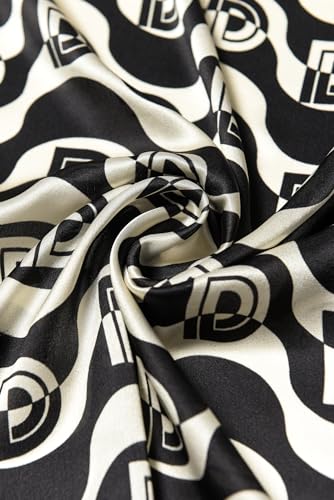 100% Mulberry Silk Scarf - 25.6" Square Neckerchief & Headscarf Gift Packed - color: Black-3