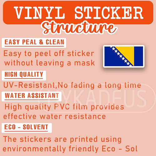 (3Pcs) Bosnia and Herzegovina Flag Stickers, Bosnian Flag Sticker Decals - color: Bosnia and Herzegovina