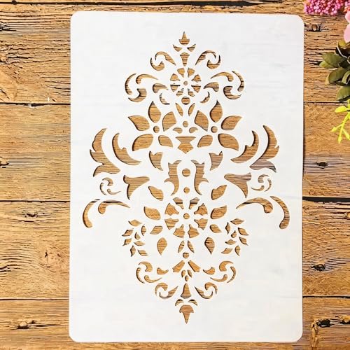 TIAMECH A4 Reusable Vintage Floral Totem Stencil for Painting - style: Vintage Floral Totem