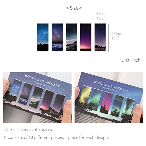 Monolike Magnetic Bookmarks Night Sky ver.1 + ver.2, 10 Pieces - color: Night Sky Ver.1 + Ver.2