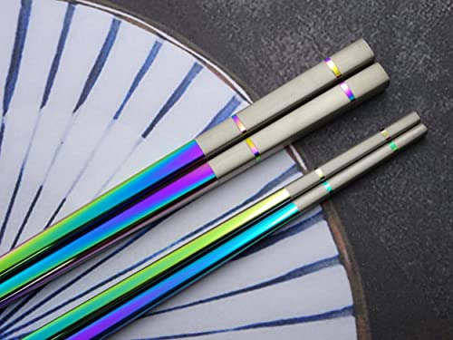 Albino Monkey Rainbow Metal Chopsticks Reusable Stainless Steel (5 Pairs)