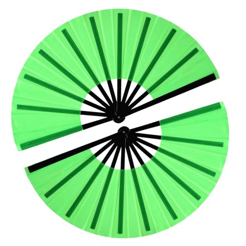 13inch Large Rave Clacking Popping Fan for Line Dancing,Hand Fans for Women Foldable,Boots on The Ground Fan,Portable for Outdoor,Wedding,Party,Decoration(Green,2 Packs) - color: Green