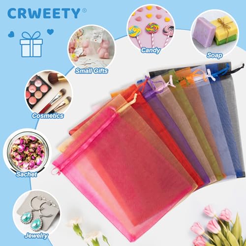 Crweety 50 Pcs Organza Bags 3x4, Lake Blue Small Mesh Gift Bags Drawstring - color: Lake Blue