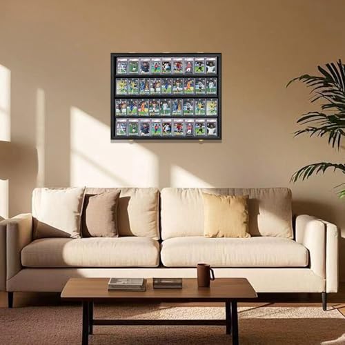 36 Graded Sports Card wall-Mounted Display case for Shows, Black - size: 36 Card - Black - Horizontal