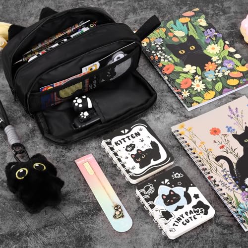 Ulema Cute Black Cat Gifts for Women,30Pcs Stationery Set Birthday Gifts for Boys Girls Back to School and Kawaii Classroom Office Supplies with Black Cat BallPoint Pen, Pencils, Sticky Notes etc. - style: black cat