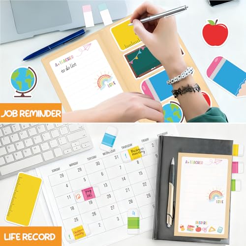 Teacher Sticky Notes Set, 420 Sheets Teaching is a Work of Heart Self-Stick Notes Pads Teachers Themed Memo Pads for Teacher Appreciation Gift Back to School Office Supplies - style: Teacher