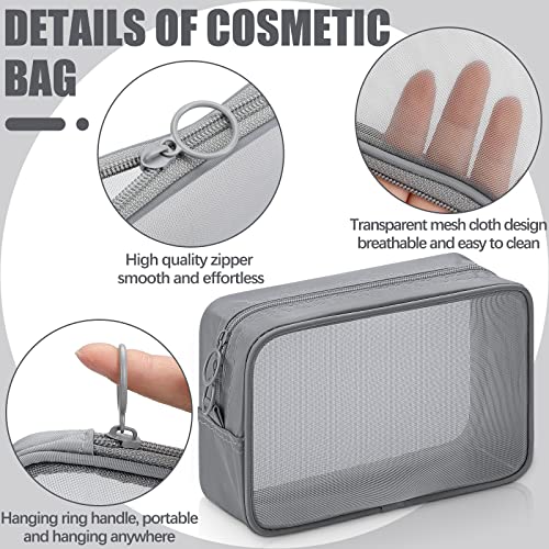 Weewooday 4Pcs Mesh Makeup Bag, Gray, Small, Large, Medium, Classic - color: Gray, size: Small, Large, Medium, style: Classic