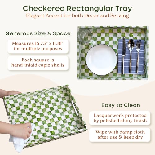CHI AN HOME 16"x12" Capiz Serving Tray, Decorative Coffee Table Tray, Green - color: Pistachio Green