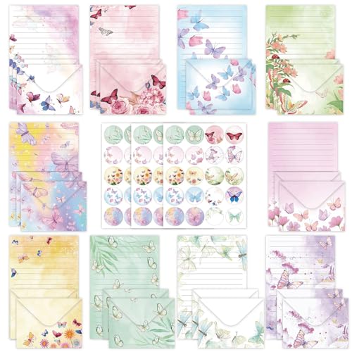 160 Pcs Stationery Paper Envelopes Set - color: Watercolor Butterfly