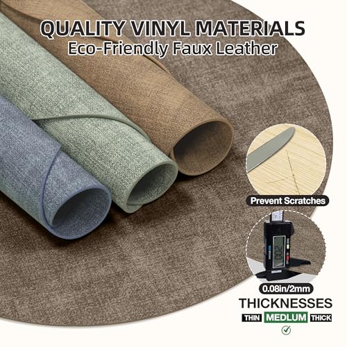 Placemats Set of 6, 15 Inch Round Faux Leather Place Mats - color: R-drak Coffee