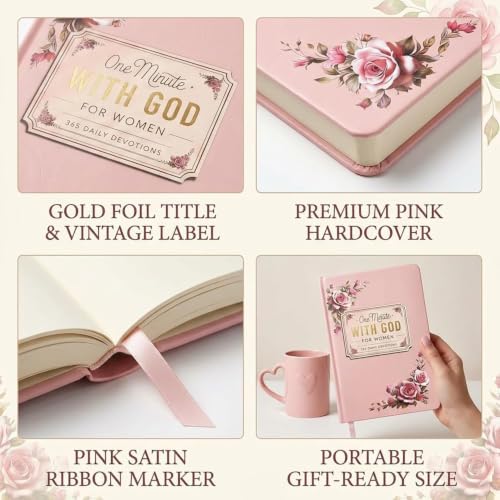 One Minute With God for Women,One-Minute Daily Devotional Hardcover with Scripture,Faith-Based Guided Journal for Women, Inspirational Gift for Christian Women