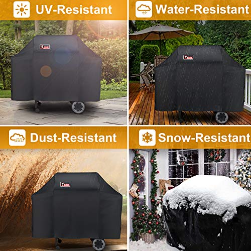Kingkong 7573/7106 Grill Cover for Weber Spirit 200, 300 Series and Genesis Silver Gas Grill with Grill Brush, Tongs and Thermometer