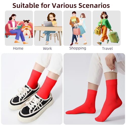 Corlap Women's Thin Above Ankle Socks-6Pairs Cotton Bootie Dress Crew Socks - color: 6 Pairs Red, size: 6-9