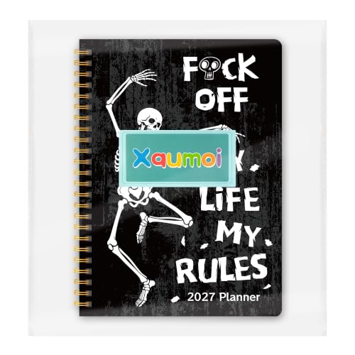 Xqumoi 2027 A5 Planner Funny Skeleton Swear Weekly and Monthly Planner Gift - color: Rules Skeleton 2027, size: A5