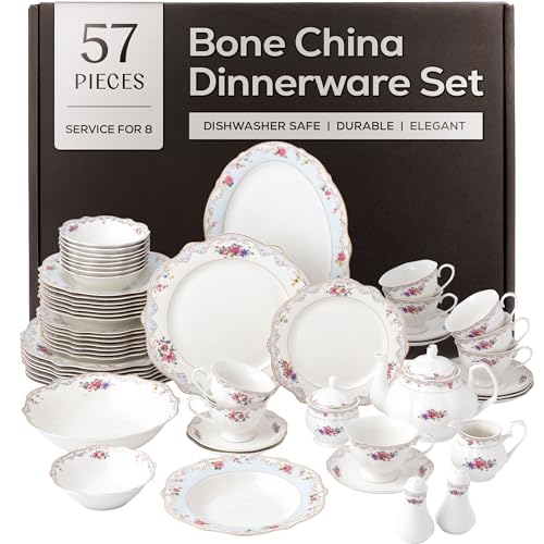 Joseph Sedgh Collection Romantic Bloom Bone China Dinnerware Set, 57-Piece - size: 57 Piece Set
