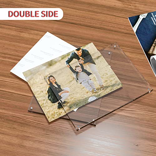 Sezanrpt 8.5''x11'' Acrylic Picture Frame, Perspex Photo Frame for Wedding Pictures, Tabletop Freestanding Certification Frame 12mm + 12mm - size: 8.5'' x 11''