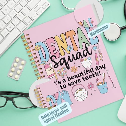 Dental Dentist Gifts Notebook, Dental Assistant Graduation Gifts Journal, Pink Dental Squad Spiral Notebook Journal for Note Taking, Dentist Office Supplies, 5.5x8.3 Inch - color: debtal squad