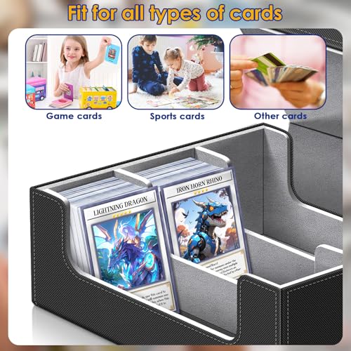 1800+ Card Deck Case, Leather Magnetic Storage Case for Trading Cards - color: 1800+ Black