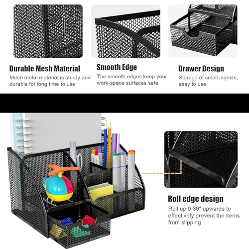 Scindaly Office Desk Accessories 12-Piece & Desk Organizers and Accessories - color: Black