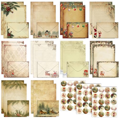 Stationery Paper and Envelopes Set, Christmas Vintage, 5.5 x 8.25 Inch - size: 5.5 x 8.25 Inch, style: Christmas Vintage