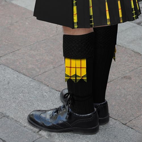 DSS KILTS-Kilt Hose, Tradional Scottish Kilt Scocks Wool Blend, Bubbled Design Kilt Socks for USA Shoe Sizes - color: Black, size: X-Large