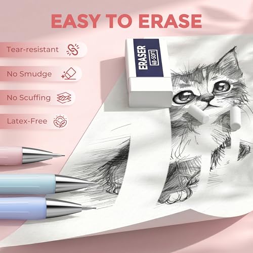 Nicpro Cute Mechanical Pencil, 0.7mm Pastel Pencils for School-6 Pack - style: 6 Pack (0.7mm)