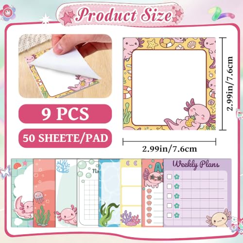 Axolotl School Supplies Gifts Sticky Notes - style: Axolotl