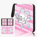 Pink Card Binder for Girls, Cute 4-Pocket Trading Card Binder - color: PINK, size: Small