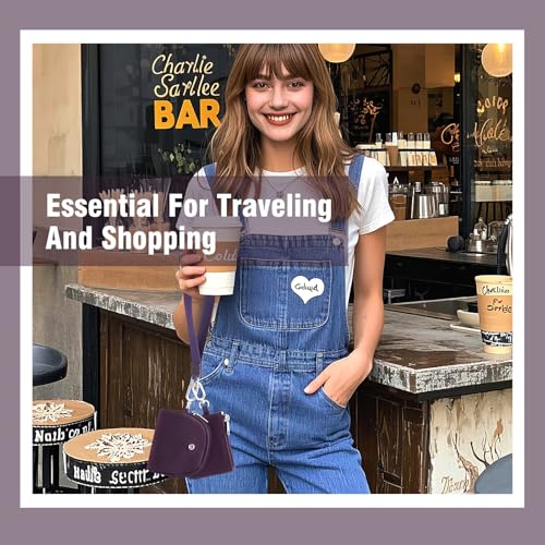 Mini Dual Pouch Wristlet Wallet for Women – Zip Around wristlet Keychain Wallet with 2 Wristlets, Ideal for Dog Walking, Coffee Runs & Lunch Break Essentials (Eggplant) - color: Eggplant
