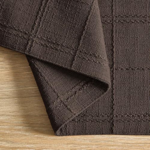 ZeeMart Linen Checked Farmhouse Placemats Set of 6, Chocolate 13x19in - color: Chocolate, size: Set of 6