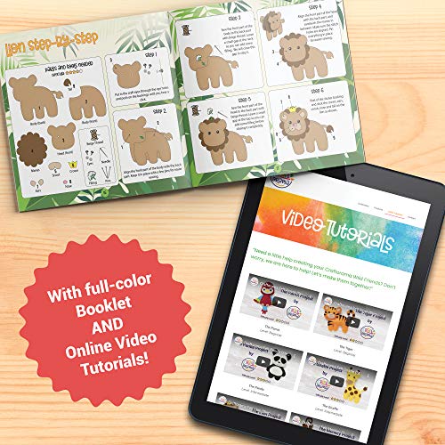 Craftorama Sewing Kit for Kids, Fun and Educational Wild Animal Craft Set for Boys and Girls Age 7-12, Sew Your Own Felt Animals Craft Kit for Beginners, 165 Piece Set - color: Wild Animals