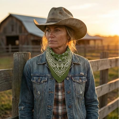 The Peacock Crew Premium Soft Cotton Bandanas Pack for Men and Women Paisley 22 x 22 inches - color: Pack of 10 Olive Green