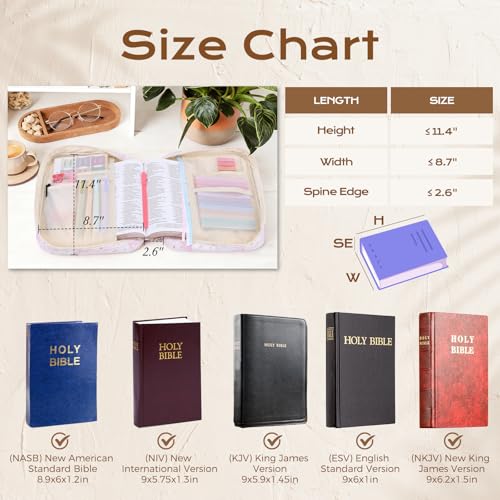 XKDOUS Bible Cover for Women Bible Bag Kit Church Book Holder Carrying Case - color: Pink Patchwork