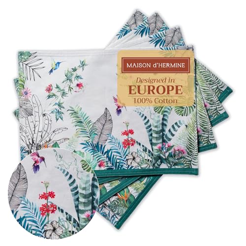 Maison d' Hermine Placemats Set of 4 Reusable 100% Cotton (13"x19") - color: 026 - Tropiques, size: 13" X 19" (Pack of 4)