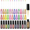 TWOEIGHT Reflective Glitter Nail Art Gel Liner Flash Diamond Painted Polish 12 Colors 8ml Sparkle Silver RED Pink Green Yellow Pigment UV LED Soak off Curing Requires for Design - color: 12pcs Reflective Glitter Set