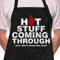 Rosoz Funny BBQ Black Chef Aprons for Men Adjustable Kitchen Cooking Aprons - color: Hot Stuff Coming Through