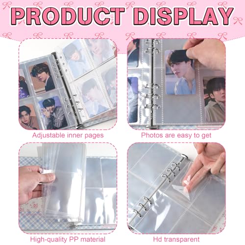 A5 Kpop Photocard Binder, 6 Ring Binder Album with 200 Card Slots, Leather Binder Cover with Magnetic Buckle Closure for Organizing Trading Cards(Blue White) - color: Blue white