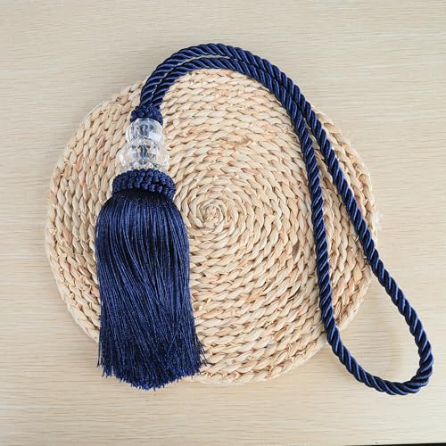 2 Pack Curtain Tiebacks with Tassel, Navy - color: Navy, size: 2