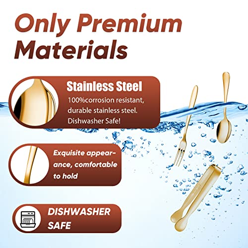 24 Pcs Mini Appetizers Forks and Spoons Tongs, Vivid Sharp Spoon, Golden - color: Golden, size: Sharp Spoon
