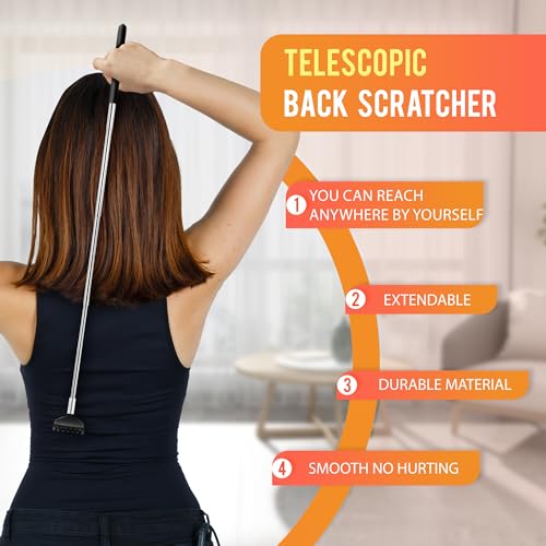 USAGA 20 Fingers Head Massager Scalp Massager Head Scratcher Extendable Back Scratcher for Head Body Relaxing (Black)
