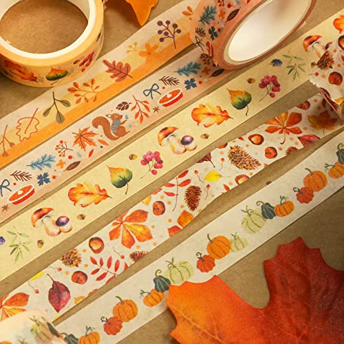 YUBBAEX 10 Rolls Four Seasons Washi Tape Set Yellow Leaves & Flowers Masking Decorative Tapes (Autumn) - color: Autumn