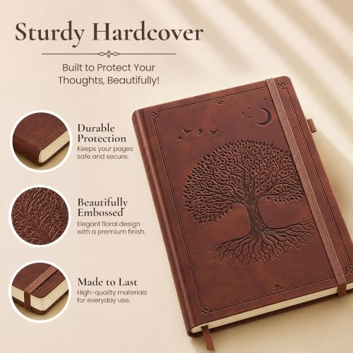 Lined Journal Notebook Hardcover Leather Bound 300 Pages A5 Brown Diary - color: Brown, size: A5 300 Pages