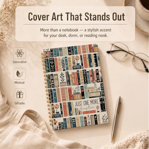 WDXIA Vintage Floral Bookshelf Reading Spiral Notebook 5.5x8.3 Inch - color: pattern-10
